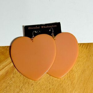 New old stock Vintage Bakelite Massive Heart Earrings